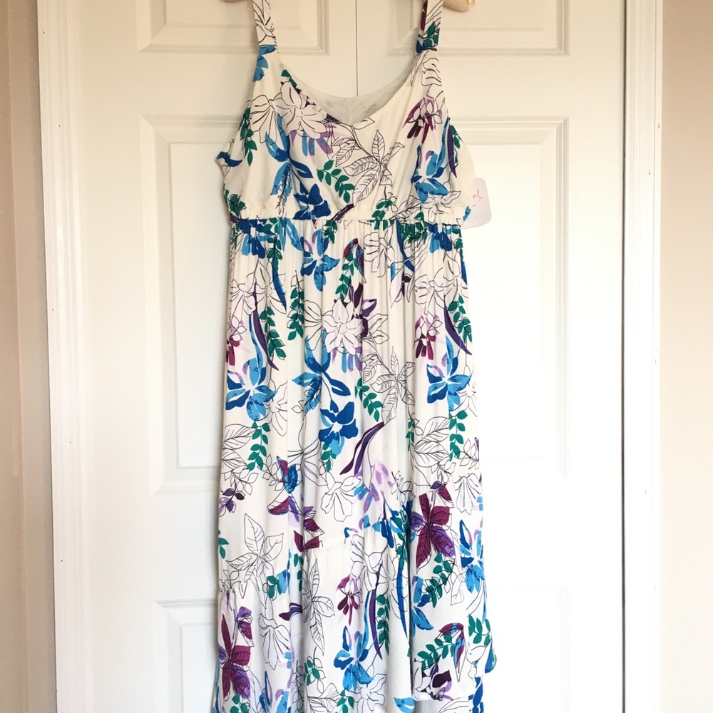 Isabel Floral Empire Waist, Ruffle Maxi Dress
